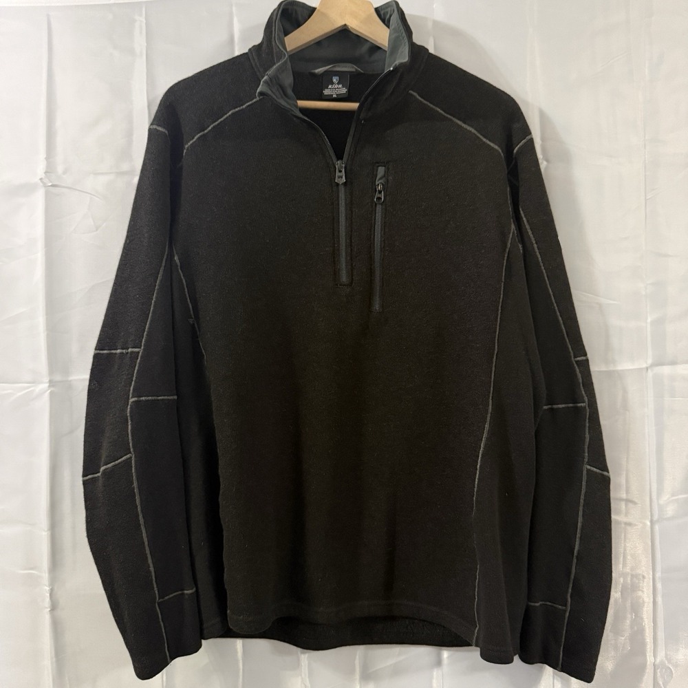 KÜHL Interceptr 1/4 Zip Fleece Sweater Men XL‎ Black Pullover Outdoors Preppy